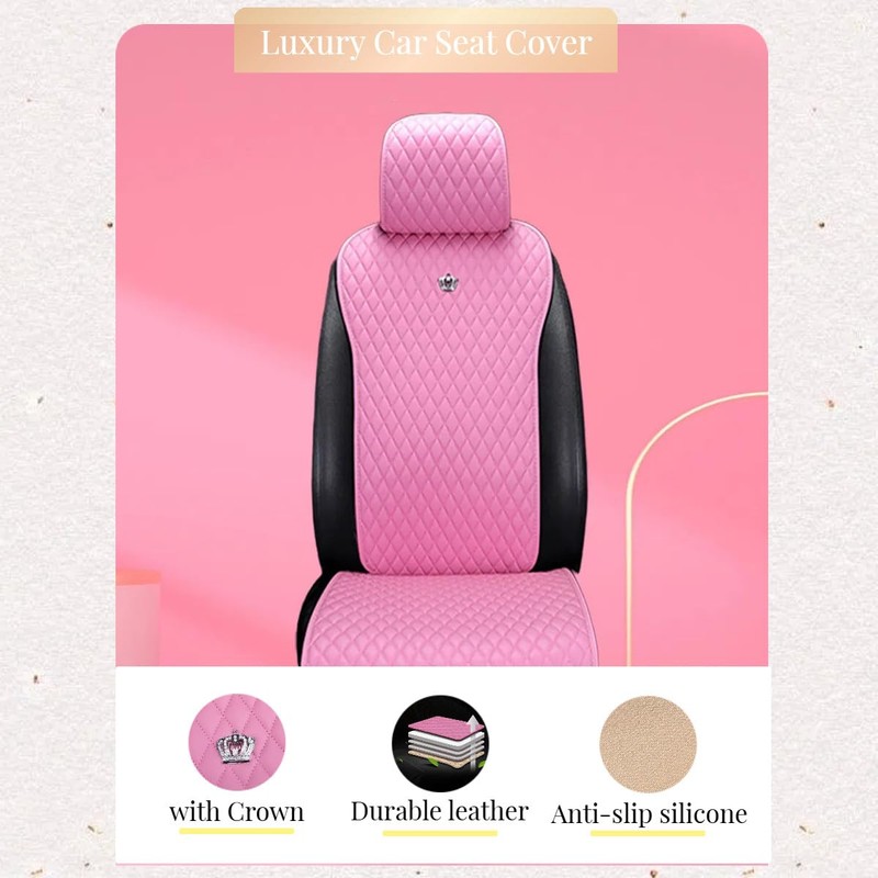 Red Rain Pink Car Seat Cover Luxury Leather Universal Seat