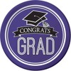 Creative Converting 320075 Graduation School Spirit Purple Dessert Plates, 7",