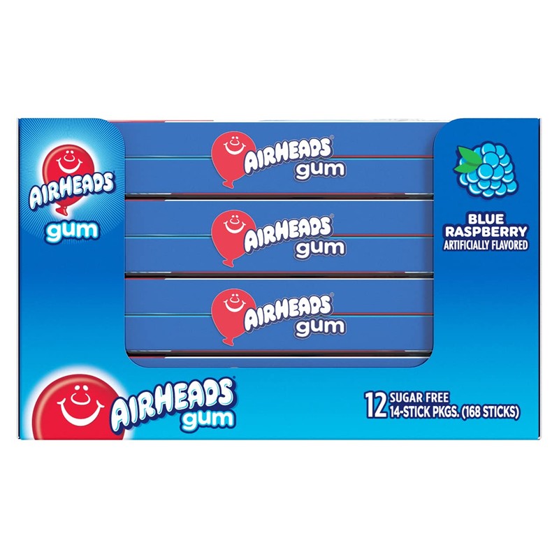Airheads Candy, Chewing Gum, Blue Rasberry Flavor, Sugar Free, Xylitol,