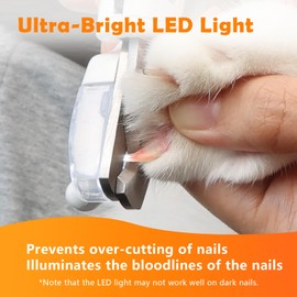 Dog Nail Trimmers, Rechargeable Cat Nail Clipper with Ultra Bright LED Light, illuminate Nails or Bloodline Avoid Over Cutting Nails, Pet Nail Clippers with Nail Files, Extra Sharp Thick Nails