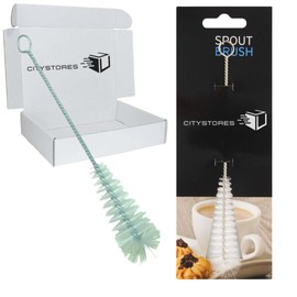 Citystores® CA MINI White Teapot Spout Brush Plastic Handle Ideal For Cleaning Narrow Spouts Kettles Coffee Pots Reusable Cleaning Brush Easy Grip Durable Bristles For Precise Cleaning 0425