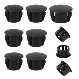 10 Pieces Plastic Cover Caps for Drill Holes, 14 mm Hole Plugs for Furniture Drills, for Pipe Cover of Steel Pipe, Stainless Steel Tube, Aluminium Tube & Aluminium Profile - Round Plugs, Black