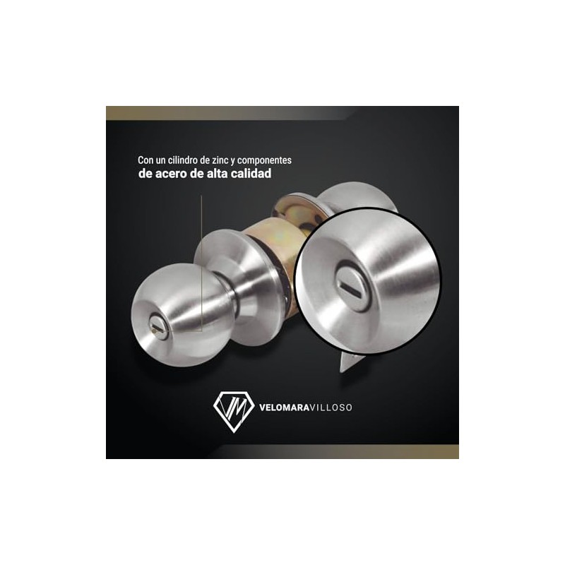 LION TOOLS -Cerradura Chapa Perilla Puerta Baño Acero Inoxidable 2