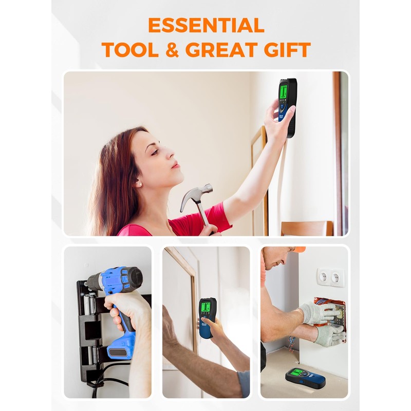 Mecurate 5-in-1 Stud Finder with LCD Display, Wall Scanner for