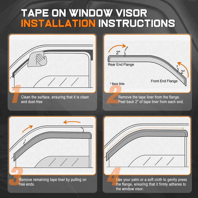 PM PERFORMOTOR 4Pcs Side Window Visors Deflector Compatible with 2007-2012