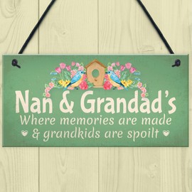 RED OCEAN Nan & Grandad Hanging Wall Plaque Nan Gifts For Grandad Grandma Birthday Home Garden Decor