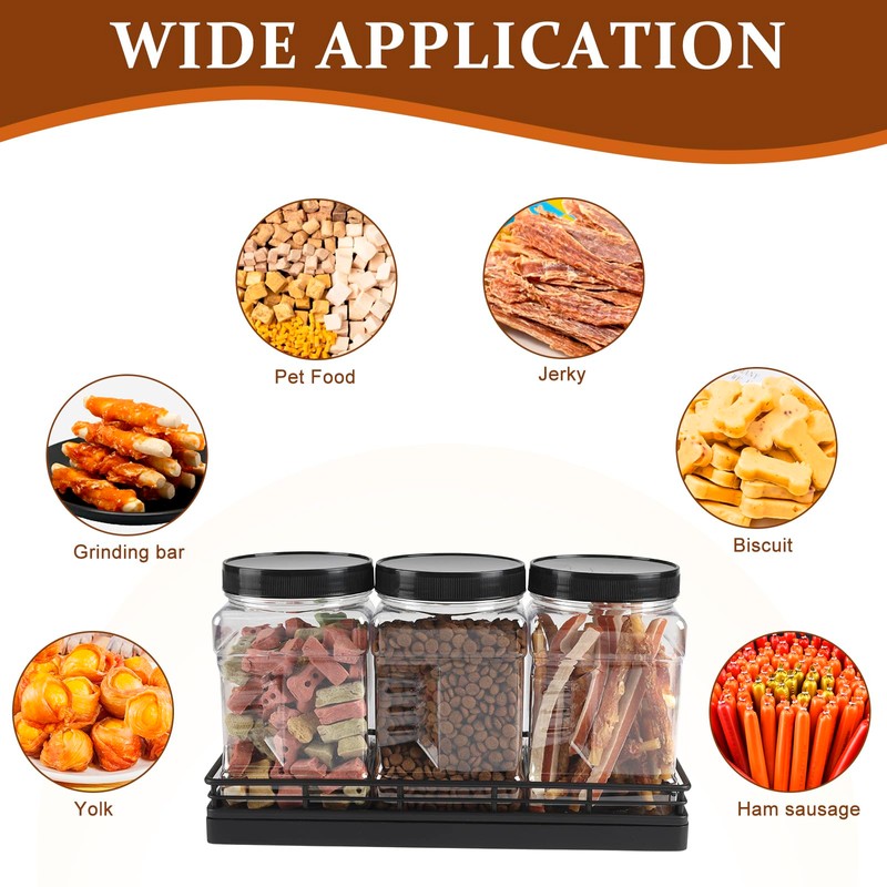 Geyecete 3 Pack Clear Plastic Jars with Lids Pet Snack