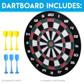 Franklin Sports Magnetic Soft Tip Dartboard Set - Indoor Dart Board + Darts Set for Family + Adults - Magnetic Board + (6) Darts Included