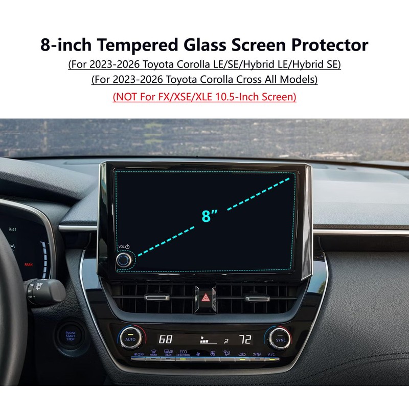 2026 Corolla Tempered Glass Screen Protector For 2023-2025 2026 Toyota