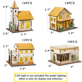 3D Wooden Puzzles 9PCS Set Little House Model Kits Log Cabin Building Model 3D Hut Jigsaw for Men Women Adults Tabletop Decoration