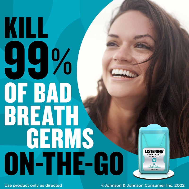 Listerine PocketPaks Cool Mint Breath Strips, Portable Pocket-Sized Oral Care
