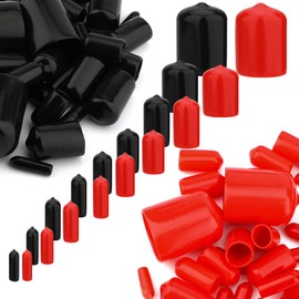 SAVITA Pack of 160 Thread Protectors, Black and Red Rubber End Caps in 9 Sizes (from 2 mm to 20 mm)