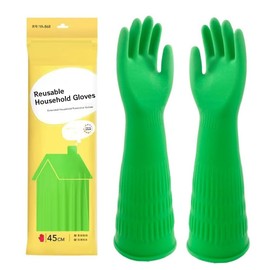 Qilerongrong Cleaning Gloves,Waterproof and Oil-resistance Rubber Glove for kitchen Cleaning,Clothes Washing,Household Cleaning, Dishwashing,Car Wash,Indoor and Outdoor Cleaning (Green, M)