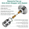 Pop Up Drain Stopper with Overflow for Bathroom Sink, Brushed