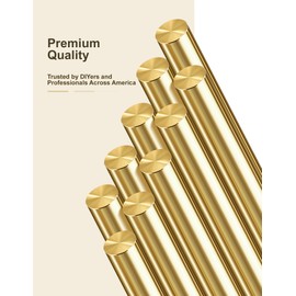 LRVOJUY 10-Pack Solid Brass Rods, 1/8 x 12 Inch Brass Rod, Premium Brass Round Stock, Precision-Cut with Polished Finish, Ideal for Knife Handle Pins, Machining, Crafts, and DIY Projects