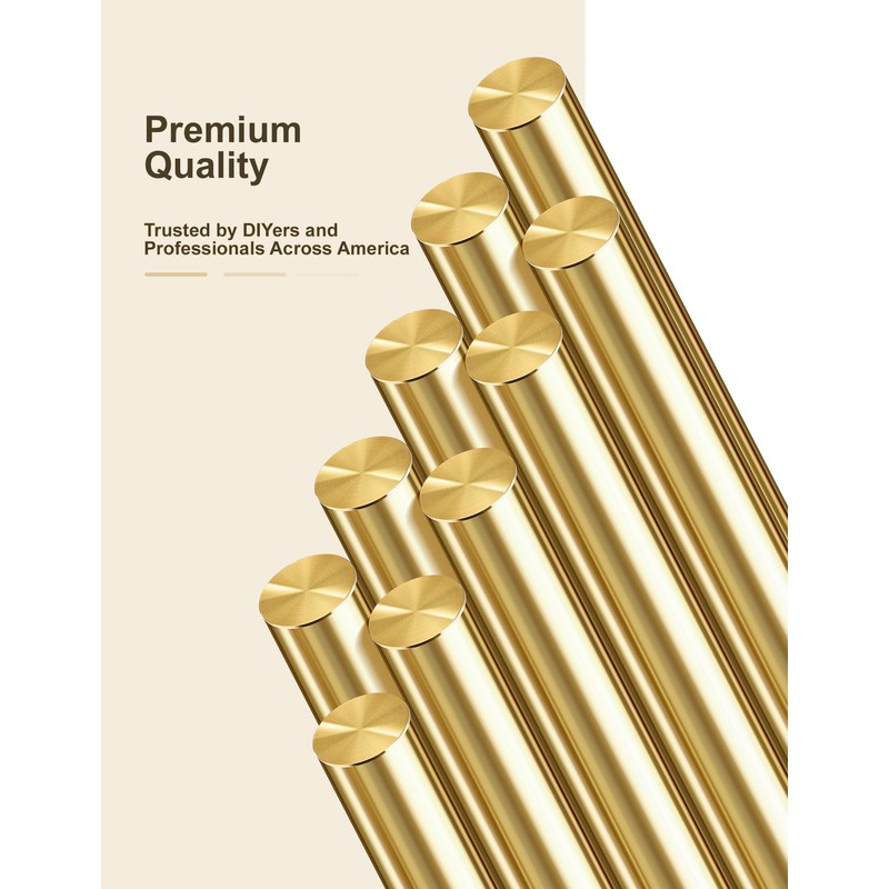 LRVOJUY 10-Pack Solid Brass Rods, 1/8 x 12 Inch Brass