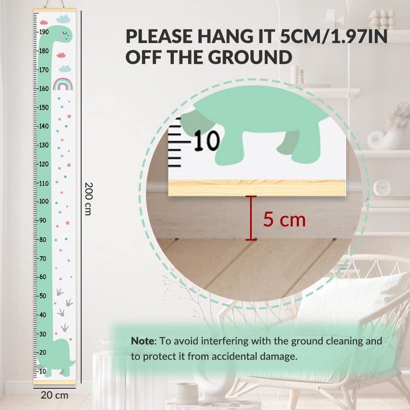 AUTOWT Kids Growth Height Chart, Canvas Height Chart Ruler Removable
