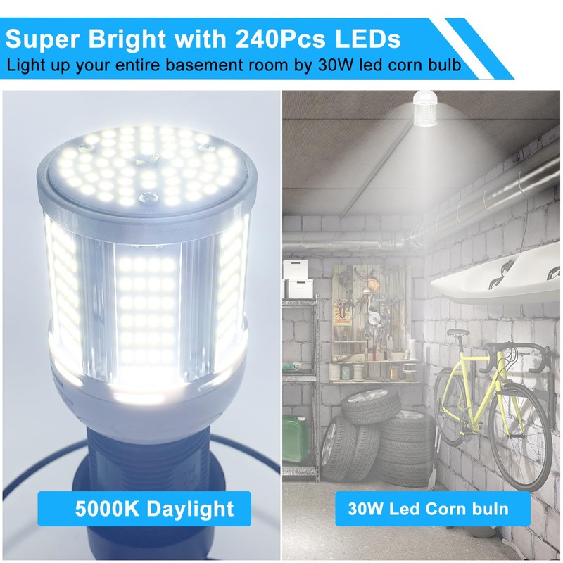 ELIVERN 2 Pack 200W Equivalent Led Corn Light Bulb, 3000