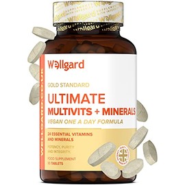 Vegan Multivitamins & Minerals by Wellgard - Vegan Multivitamin Tablets for Men and Women with 24 Essential Active Vitamins & Minerals, Made in UK