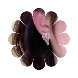 Iaceble Sparkly Rhinestone Tassel Dangle Earrings Pearl Ear Climber Earrings Gold Crystal Drop Earrings Cz Rhinestone Chain Earrings Wedding Bridal Earrings Jewelry for Women