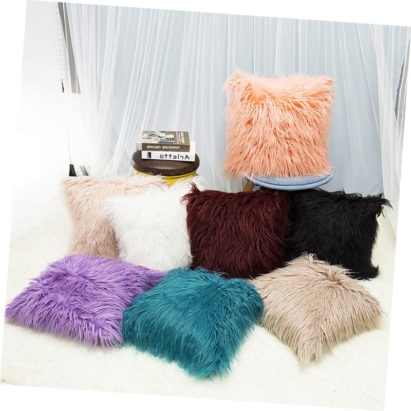 Mobestech 45x45cm Sheepskin Pillowcase Plush Pillow Cover for Winter Decorative