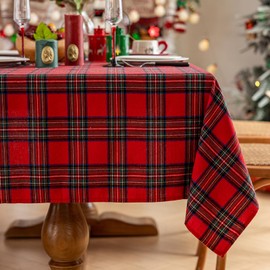 Joyfol - Mantel de Navidad a cuadros para el día de Navidad, mantel de cuadros rojos, rectangular, lavable, para cocina, comedor, fiestas, decoración de mesa de día festivo (55 x 120 pulgadas)