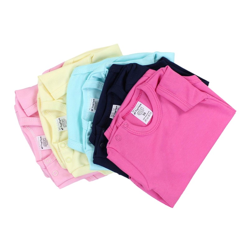 TupTam Girl’s Baby Bodysuit, Short Sleeve in Plain Colours, Pack