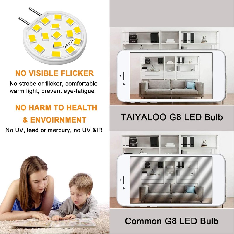 TAIYALOO G8 LED Bulb Dimmable, 3W (30W-35W Halogen Equivalent), Natural