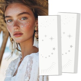 Wodelanle Glitter Freckles Face Tattoo, 24 Count Silver Face Glitter Speckles Makeup Patches, Glow Up Makeup Patches, Cute Glitter Freckles Makeup Accessories for Women
