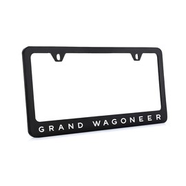 JEEP Grand Wagoneer Black Powder Coated Metal License Plate Frame with an Engraved EPOXY Filled Design