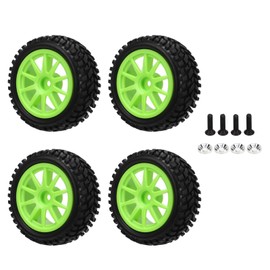 4PCS RC Car Wheels 10 Spokes Rubber and Plastic RC Tires Replacement for 1/16 RC Models Upgrade Green
