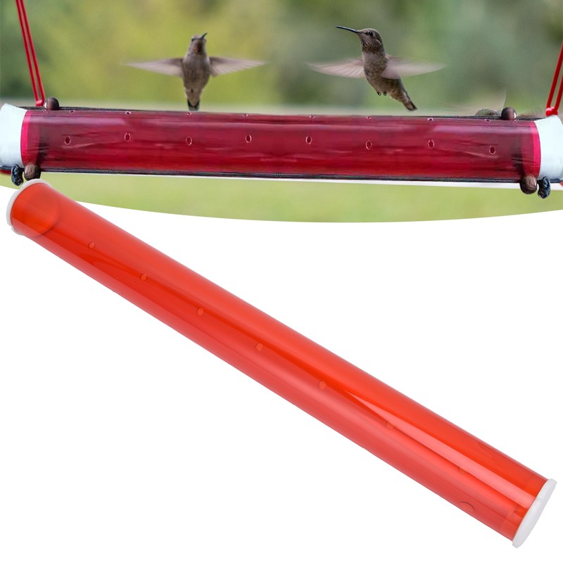 Long Pipe Bird Feeder Red Transparent Outdoor Bird Feeder Tube