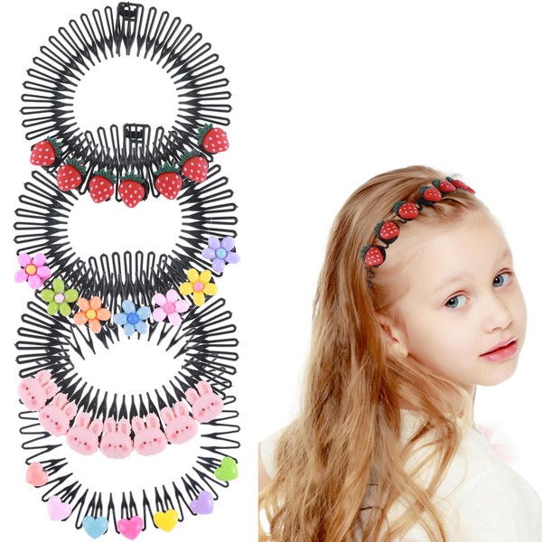 MBAIYO Pack of 4 Cartoon Flowers Hair Bands with Tooth