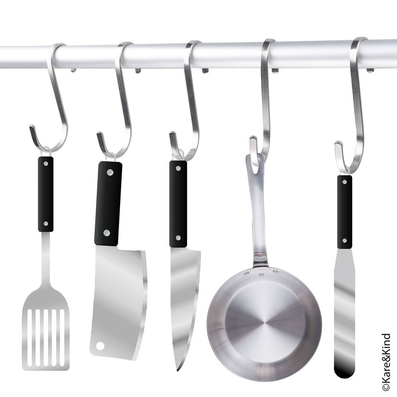 Flat S-Shaped Hanging Hooks - for Kitchen Utensils, Garage or