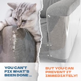 KatSupreme Cat Scratch Furniture Protector - Couch and Sofa Guards - 10 XL Sheets With 80 Pins