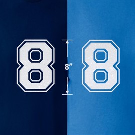 8" Glitter Iron-On Number 8 (Eight 8) – Large White Heat Transfer Number for Jerseys, T-Shirts, Sports Uniforms, Basketball, Football – Style C (White 8)