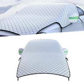 icykale 1 PC Car Front Windshield Protective Cover, Thickened Snow and Anti-Freeze Body Cover, Engine Hood Dust and Waterproof Protective Cloth, Universal for Most Cars (Silver)