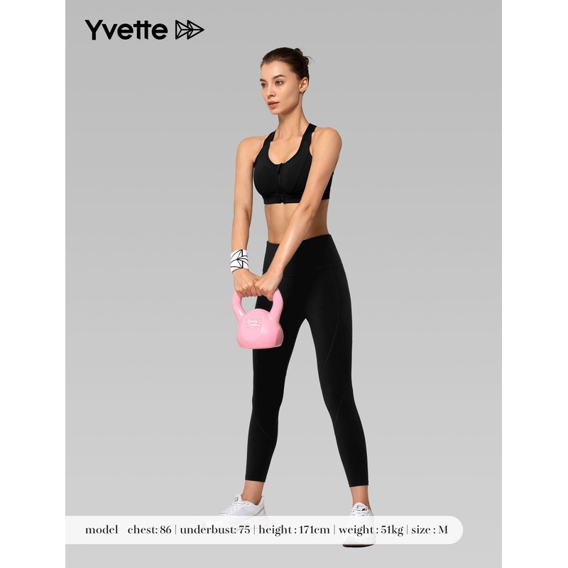 Yvette Anti-Bounce Sports Bra, Front Opening, Fitness, Running Bra, Sweat