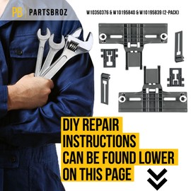 W10350376 Adjuster W10195840 WPW10195839 Dishwasher Rack Part W10712394 KitchenAid Kenmore Whirlpool Upper Top Dishrack Replacement Kit Kitchen Aid PS10064063 W10418323 W10195839 Upgraded 2-Pack