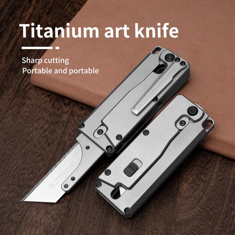 TGZUO Titanium Handle Utility Knife Carrot Comb Tactical Locking Knife