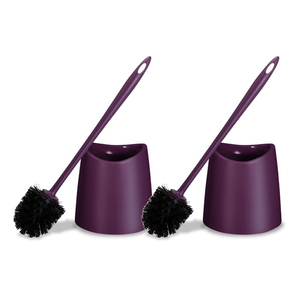 Toilet Brush Cleaner and Holder Purple 2 Pack Toilet Bowl Cleaner Brush with Scrubbing Wand, Brush and Storage Caddy for Easy Bathroom Cleaning