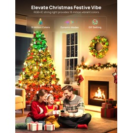 Smart Christmas Fairy Lights, 65.6Ft 200LEDs RGB+IC String Light, APP & Remote Control, with 84 Scenes, Music Mode, Work with Alexa & Google Home, Color Changing Halloween Decor Light for Indoor Tree