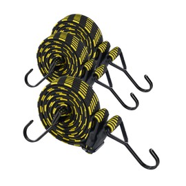 40'' Real Heavy Duty Flat Adjustable Bungee Cords with 200 Lbs Max Break Strength & Easy-to-Adjust Metal Buckle, 3 Pcs Outdoor Bungee Straps with Hooks for Camping, Tarps, Bike Rack, Tent, Truck, etc