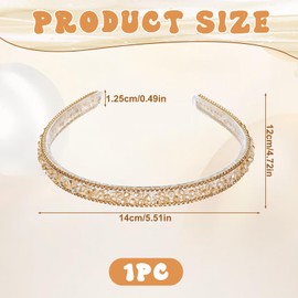 Gold Rhinestone Headband, Sparkly Crystal Headband for Women Girls Non-Slip Glitter Diamond Headbands Bling Hair Styling Accessories for Party Birthday (Champagne)