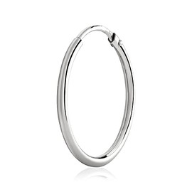 NKlaus Single 20 mm Creole Earrings 925 Sterling Silver 1.5 mm Thick Earrings Silver Earrings 3085, Sterling Silver