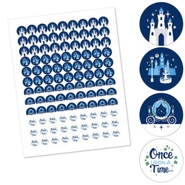 Big Dot of Happiness Fairy Tale Fantasy - Royal Prince and Princess Party Round Candy Sticker Favors - Labels Fit Chocolate Candy (1 Sheet of 108)