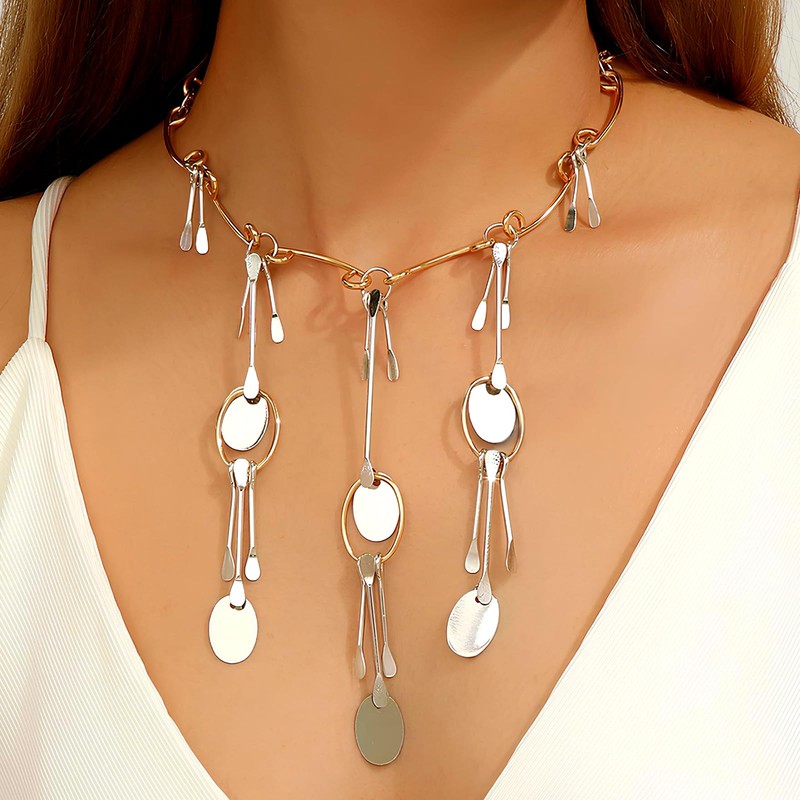 Cyleibe Charm Tassel Necklace for Women, Gold Necklaces Pendant Disc