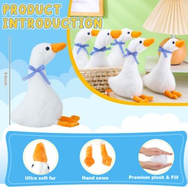 Simgoing 12 Pcs One Silly Goose Party Favors Stuffed Animal Plush Toy 9.8 Inch Goose Plush Soft Stuffed Animal for Birthday Shower Party Supplies Home Decorations (Look up,Blue Plaid)