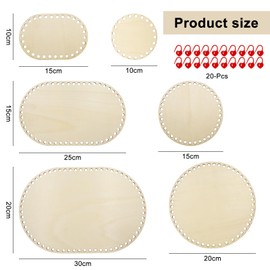 CONNECTION Pack of 6 Basket Base for Crocheting Wooden Base for Crocheting Wicker Base Bag Base for Crochet with 20 Stitch Markers for DIY Basket Weaving Crafts Home Decoration 30/25/20/15/10 cm Oval