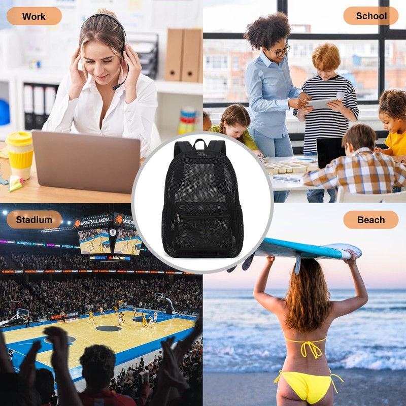Kouxunt Heavy Duty Mesh Backpack, See Through Backpack for School